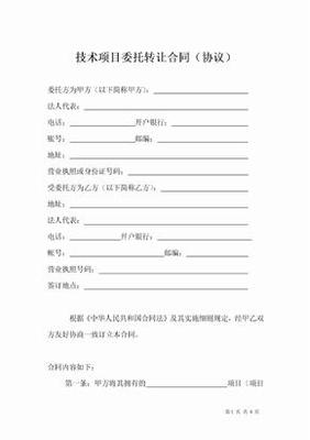 项目转让合同协议（技术转让）